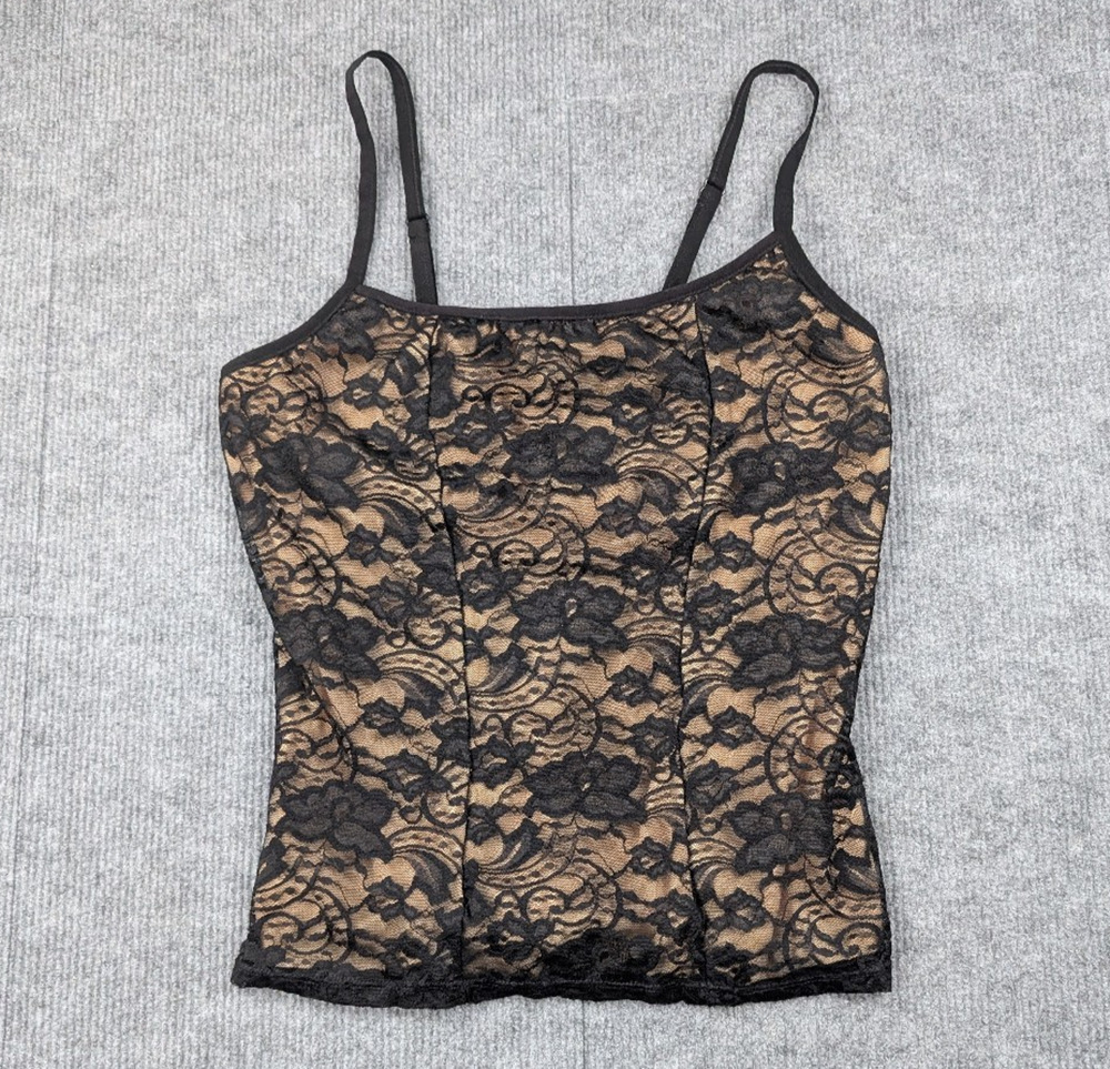 TLC Lace Cami Womens Medium 90s Gothic Whimsigoth Fairy Dark Romantic Y2K Sheer